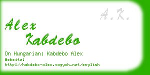 alex kabdebo business card